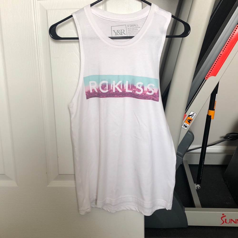 Young & reckless white graphic tank